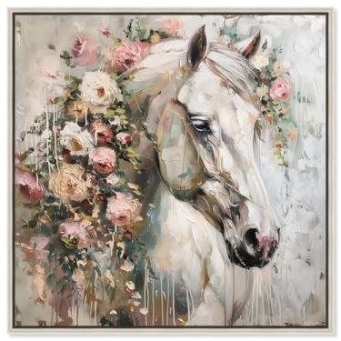 Imagem de Art Remedy Arte de parede de cavalo Dreamscape em tela, moldura prata, 50,8 cm x 50,8 cm