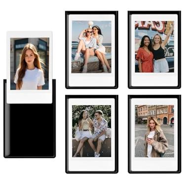 Imagem de pssped Pacote com 5 molduras magnéticas compatíveis com Instax Mini EVO Mini Liplay 12 11 SE 41 40 99 90 9 8 7S -5 x 7,6 cm – Visor de fotos para geladeira (preto)