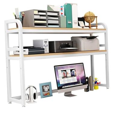 Imagem de Estante de mesa para mesa de computador - Rack organizador de mesa ajustável, estante de mesa pequena - Estante de mesa multifuncional para bancada, rack de exibição de armazenamento de mesa de