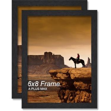 Imagem de A PLUS MAX Conjunto de 2 porta-retratos 15 x 20 cm, moldura preta de madeira projetada para pôster de 15 x 20 cm, leve 15 x 20 cm com grão de madeira para parede - pacote com 2/preto/15 x 20 cm