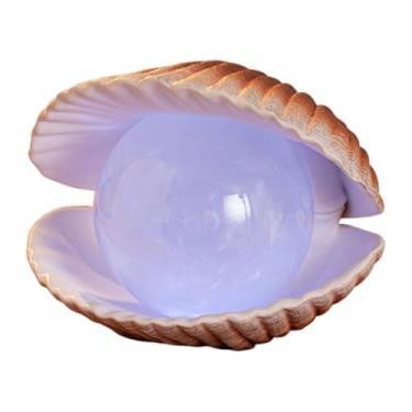 Imagem de Dualoai Luminária de mesa com tema de praia, abajur de fada em formato de concha para quarto, escritório, sala de jantar, dormitório.