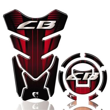 Imagem de Kit Protetor De Tanque E Bocal Adesivo Moto Honda Cb Laranja Cor Vermelho