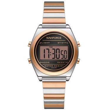 Imagem de Relógio Digital Feminino Com Pulseira De Aço Inoxidável De Quartzo Elegante Prata Rose
