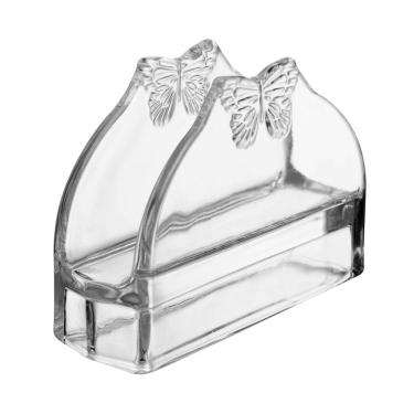 Imagem de Porta Guardanapos de Vidro Butterfly Transparente 13x9cm Wolff