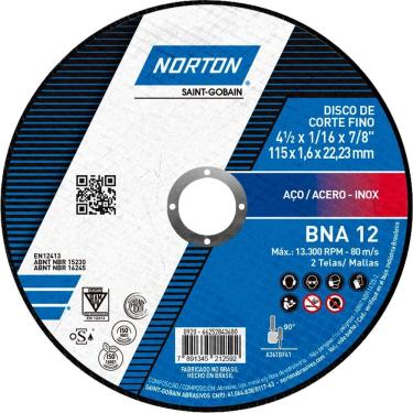 Imagem de Disco De Corte, 115 Mm X 1,6 Mm X 22,23 Mm Bna12 Norton Ostenvonder