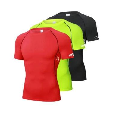 Imagem de Camiseta De Compressão Masculina Em 3 Peças, Secagem Rápida, Manga Cur