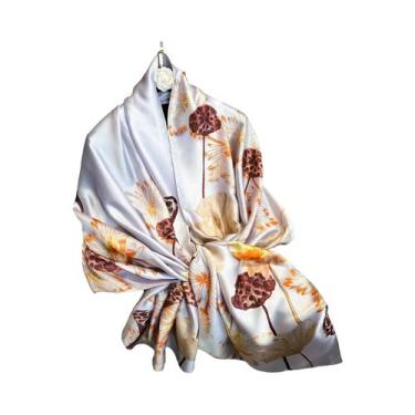 Imagem de Lenço De Seda Luxuoso Feminino 180x90CM Estampa Fashion Xale Longo Pro