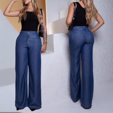 Imagem de Calça Jeans Feminina Wedi leg de Liocel Sem elastano Confortavel - Lup