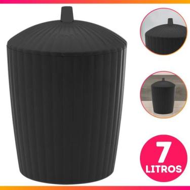 Imagem de Lixeira Prática 7 Litros Plástico Canelatta Paramount Banheiro Cozinha