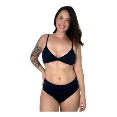 Imagem de Biquini Cintura Alta Plus Size Hot Pant Bojo Soft Plusmind, Preto, 48