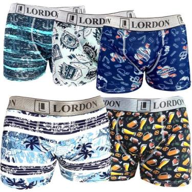 Imagem de Cueca Boxer Box kit 5 Peças P ao Plus Size Adulto Masculino Estampada 