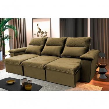 Imagem de Sofá Retrátil Reclinável Paris 2,30m Suede Velut Bege Molas No Assento - King House