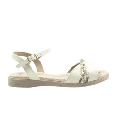 Imagem de Sandalia rasteira piccadilly 513034, Off white, Strass, Marfim, 36