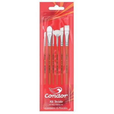 Imagem de Pincel Artístico Para Tecido Condor 595 Kit Com 6 Pincéis