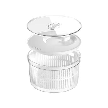 Imagem de CONJUNTO SECADOR E ORGANIZADOR DE SALADA LEGUMES VERDURAS | 5,5 LITROS COM CESTO | BRANCO COM ESCORREDOR