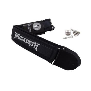 Imagem de Correia Violão Guitarra Baixo Acolchoada MEGADETH com Par de Roldanas 