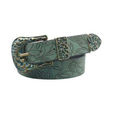 Imagem de Cinto Feminino Vintage Com Estampa De Folhas Em Cor Escura, Versátil P