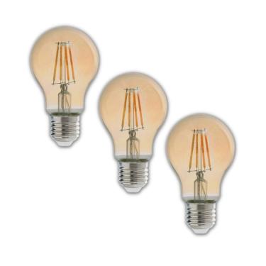 Imagem de Kit 3 Lampada LED Retro A60 Bulbo Pera 4W Luz Ambar 2200K Base E27 Bivolt Avant