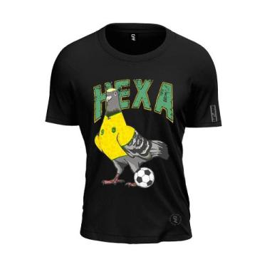 Imagem de Camiseta Pombo Hexa Brasil Pru Futebol Soccer Pigeon Algodão - Shap Li