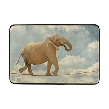 Imagem de Capacho My Daily Elephant in Sky andando sobre corda 40 x 60 cm, sala de estar, quarto, cozinha, banheiro, tapete impresso em espuma leve