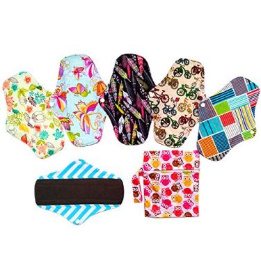 Imagem de 6 unidades de almofadas menstruais laváveis reutilizáveis de 25 cm + 1 bolsa molhada - celebre a eleição de Trump como presidente dos Estados Unidos