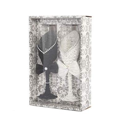 Imagem de Conjunto de 2 peças Pinhaijing de vidro de casamento criativo, preto, branco, cristal, taças de champanhe, taça de vinho tinto para decoração de casamento