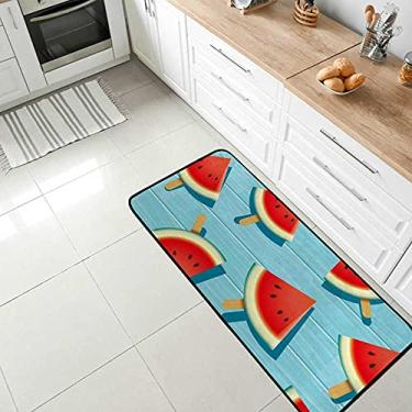 Imagem de Tapete de área confortável, melancia, frutas, tapete antiderrapante para cozinha, tapete antifadiga, para sala de jantar, lavanderia, escritório, corredor, 99 x 50 cm