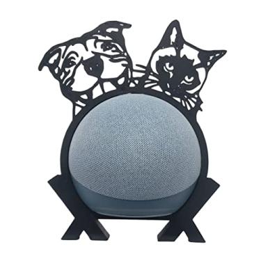 Imagem de Genérico Suporte de Alexa para Echo Dot 4 e Dot 5 'Pit Bull e Gato' Preto