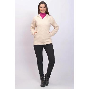 Imagem de Jaqueta Teddy Top Catz Canguru Com Capuz Bege Tam. M-Feminino