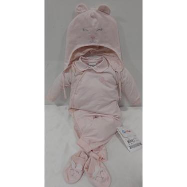 Imagem de Kit Macacão Touca Sapatinho Paraiso Luxo Bebê Menina 13131-Feminino