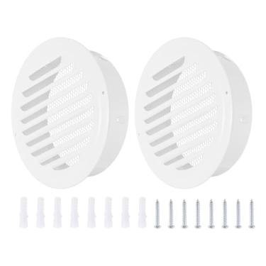 Imagem de PATIKIL Tampa de saída de ar redonda de 20,32 cm, 2 peças de aço inoxidável com persiana de entrada de parede, tela de grade para dutos de malha, ventilação de soffit com parafusos para ventilação,