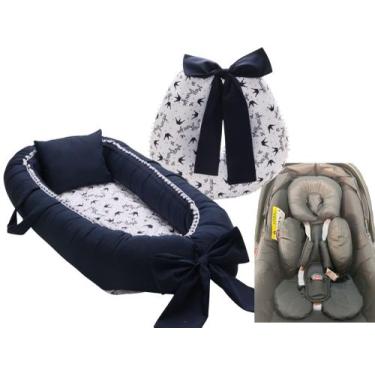 Imagem de Almofada Amamentação + Ninho Redutor + Redutor Bebê Conforto Menino - 