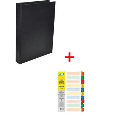 Imagem de Fichário 4 Argolas Univ Preto 316 250x335x40 c Divisória Colorida Plas