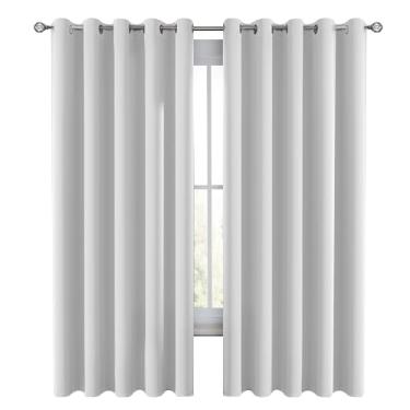 Imagem de Cortinas blackout premium LDC 213 cm de comprimento conjunto de 2 painéis - Cortinas escurecidas com isolamento térmico para janela do quarto - Cortinas com ilhós - 132 x 213 cm (branca)