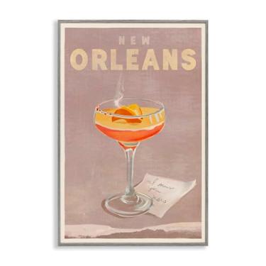 Imagem de Stupell Industries New Orleans Cocktail Framed Giclee Wall Art Design por The Whiskey Ginger, moldura cinza, 40 x 61 cm