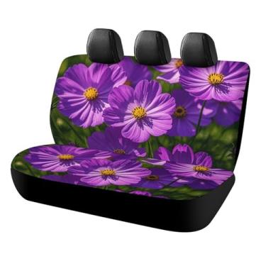 Imagem de VFKLT Capa de assento de carro impermeável universal protetor de assento de carro flores roxas capas de banco traseiro protetor de assento interior automotivo acessórios para a maioria dos carros