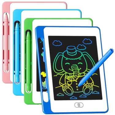 Imagem de OMXDG Tablet De Escrita Lcd Para Crianças, Pacote Com 4, 6,5 Polegadas, Tablet De Desenho Colorido Para Rabiscos, Blocos De Desenho Eletrônicos Reutilizáveis E Apagáveis, Brinquedos Educativos De Ap