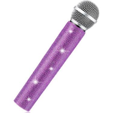 Imagem de Suporte de microfone Sanwuta Fake Sparkly Bling Strass roxo