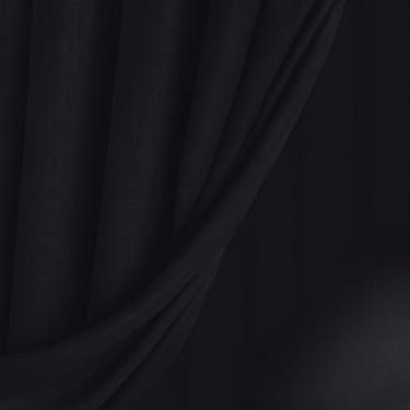 Imagem de Cortina Voil Gaze de Linho 4m x 2,30/2,40/2,50/2,60/2,70/2,80 com Forro Blackout Original(PRETO,2,30m)