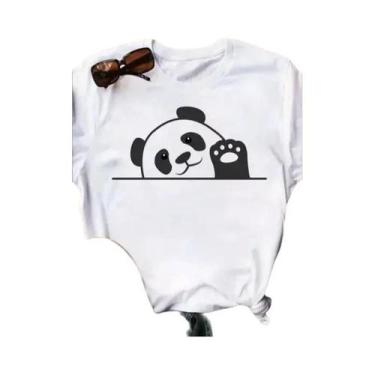 Imagem de Camiseta Feminina Solta De Verão Com Estampa De Coração De Panda, Mang
