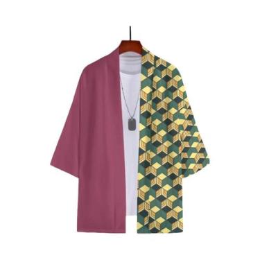 Imagem de 2025 Demon Slayer Verão Novo Cardigan Estampado 3D e Kimono Cross Bord