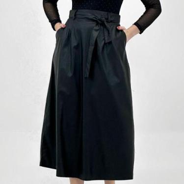 Imagem de Saia Pacific Blue Midi em P.u Feminina, M, Preto