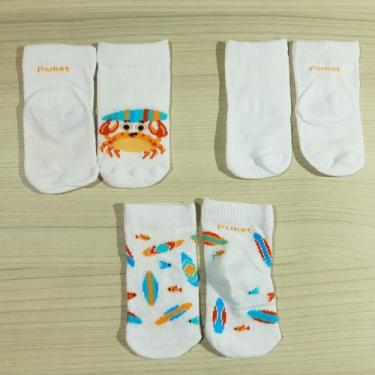 Imagem de Meia Masculina para bebê Puket Kit 3 pares Siri Surf Cano médio 69845,