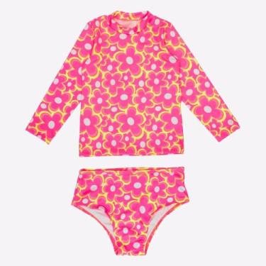 Imagem de Conjunto Menina ML Malha UV Neon Print - Catarinense, Floral neon f146