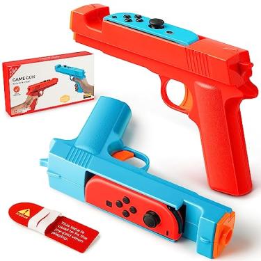 Imagem de KOEBSHPE Gun Controller Compatible with Nintendo Switch/Switch OLED Joy-Con, Shooting Gun Controller for Switch, Gun Controller for Nintendo Switch Hunting Games, Gun Grip for Joy-Con(Blue + Red)