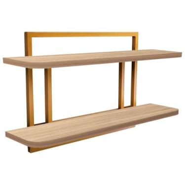 Imagem de Prateleira Decorativa 60x15 Sala Escritório Quarto Zafra - dourado/jade