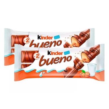 Imagem de Kit 2 Chocolate Kinder Bueno Wafer com Recheio de Leite e Avelãs 43g