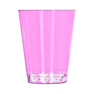 Imagem de 20 Copo Descartável de Festa 200ml Premium - AAZ, Translúcido Rosa