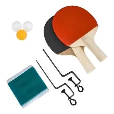Imagem de Conjunto Ping Pong Tênis De Mesa Raquetes Bolinhas Rede Cor