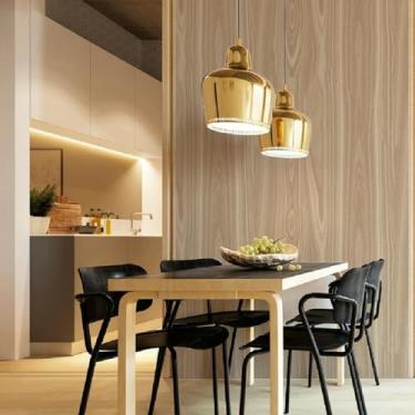 Imagem de Papel de parede espesso efeito de grão de madeira impermeável autoadesivo adesivo para sala de estar, escritório, quarto e sala de jantar, grão de madeira clara 44 * 1000 cm